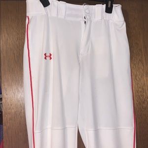 Under armour baseball pants with red stripe